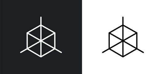 cube geometrical line icon in white and black colors. cube geometrical flat vector icon from cube geometrical collection for web, mobile apps and ui.