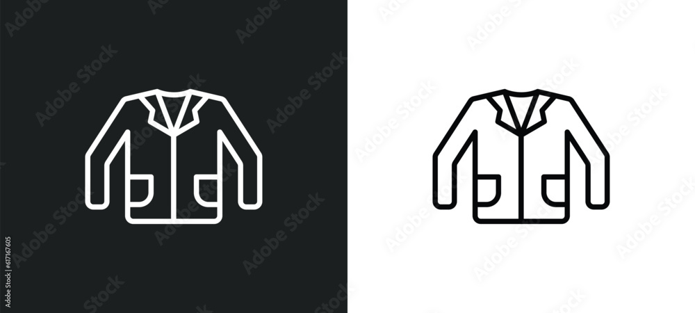 Poster jacket line icon in white and black colors. jacket flat vector icon from jacket collection for web, 