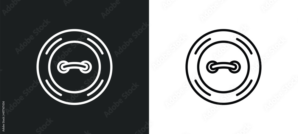 Poster button line icon in white and black colors. button flat vector icon from button collection for web, 