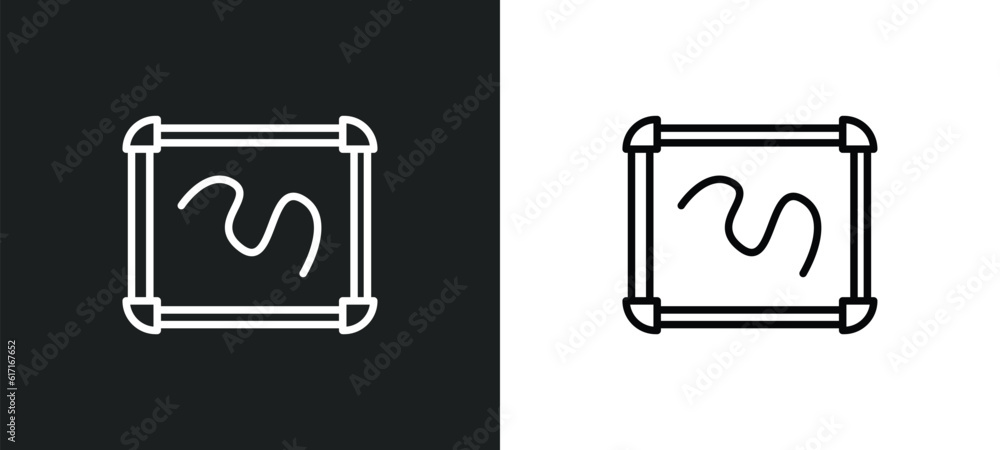 Poster drawing board line icon in white and black colors. drawing board flat vector icon from drawing board