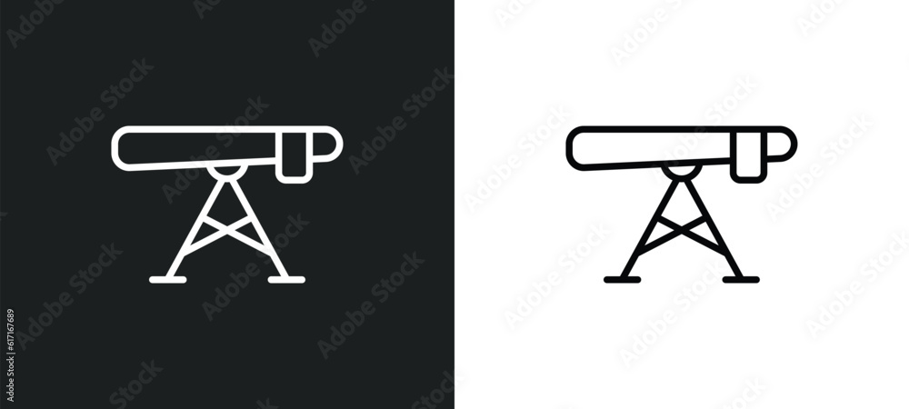 Poster ironing board line icon in white and black colors. ironing board flat vector icon from ironing board