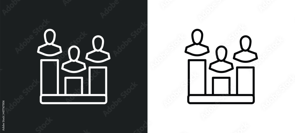 Poster polling line icon in white and black colors. polling flat vector icon from polling collection for we