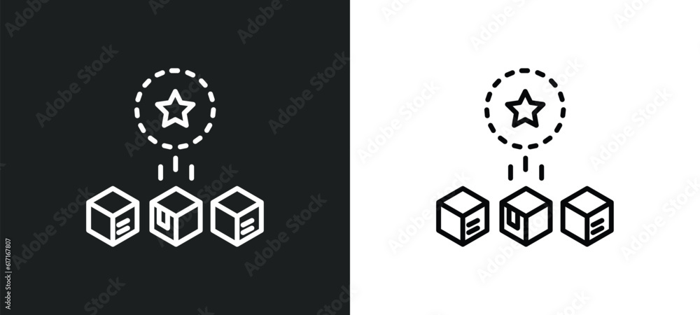 Poster differentiation line icon in white and black colors. differentiation flat vector icon from different