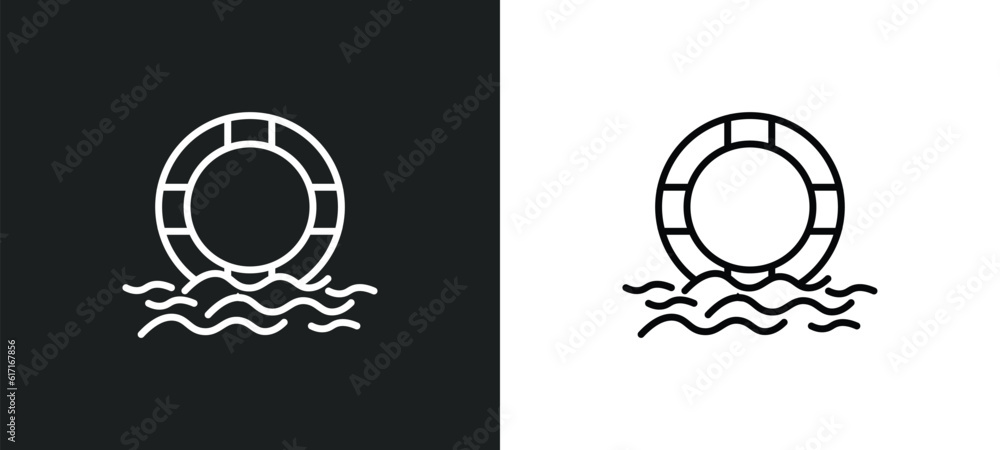 Poster float line icon in white and black colors. float flat vector icon from float collection for web, mob