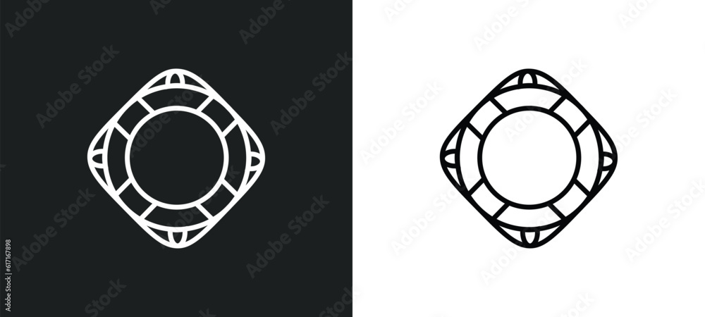 Poster lifeguard float line icon in white and black colors. lifeguard float flat vector icon from lifeguard