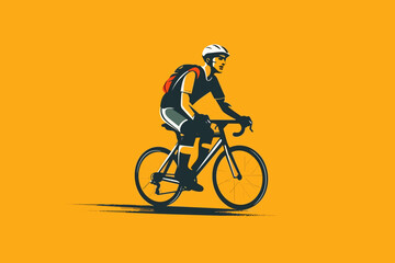 Fototapeta na wymiar Hand-drawn cartoon Touring cyclist flat art Illustrations in minimalist vector style