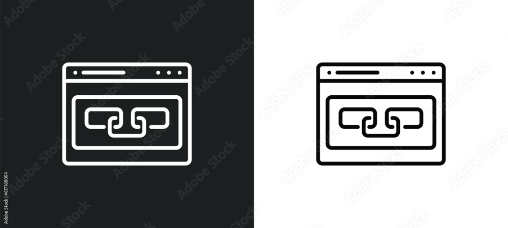 Poster link line icon in white and black colors. link flat vector icon from link collection for web, mobile