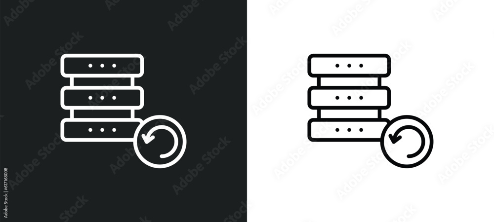 Poster backup line icon in white and black colors. backup flat vector icon from backup collection for web, 