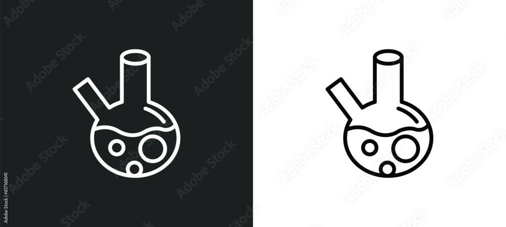 Poster beaker line icon in white and black colors. beaker flat vector icon from beaker collection for web, 