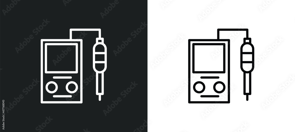 Poster ph meter line icon in white and black colors. ph meter flat vector icon from ph meter collection for