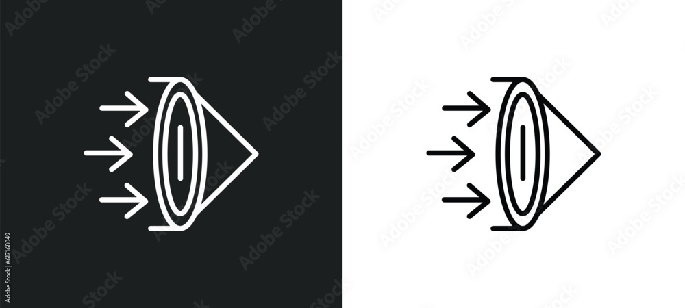 Poster convex line icon in white and black colors. convex flat vector icon from convex collection for web, 