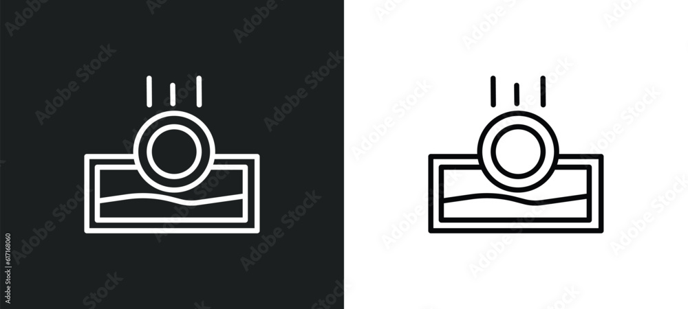 Poster submerge line icon in white and black colors. submerge flat vector icon from submerge collection for