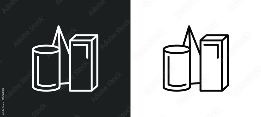 Poster geometry line icon in white and black colors. geometry flat vector icon from geometry collection for