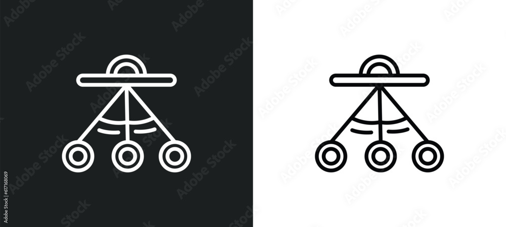 Poster oscillation line icon in white and black colors. oscillation flat vector icon from oscillation colle