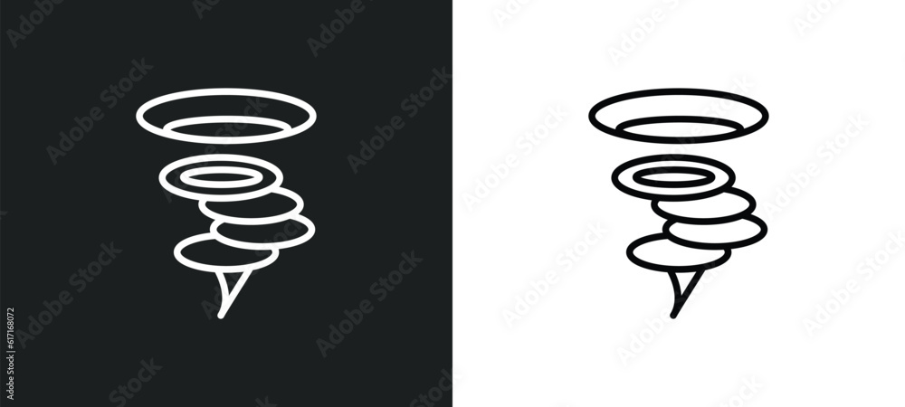 Poster vortex line icon in white and black colors. vortex flat vector icon from vortex collection for web, 