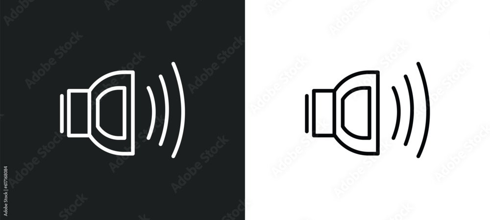Aufkleber sound line icon in white and black colors. sound flat vector icon from sound collection for web, mob