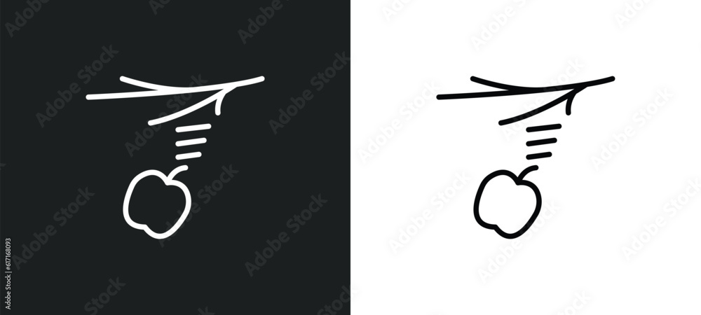 Poster gravity line icon in white and black colors. gravity flat vector icon from gravity collection for we