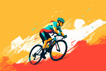 Fototapeta na wymiar Hand-drawn cartoon Cyclocross rider flat art Illustrations in minimalist vector style