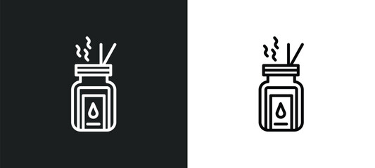 aroma stimulation line icon in white and black colors. aroma stimulation flat vector icon from aroma stimulation collection for web, mobile apps and ui.