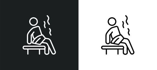 2steam bath line icon in white and black colors. 2steam bath flat vector icon from 2steam bath collection for web, mobile apps and ui.