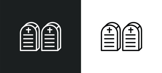 commandments line icon in white and black colors. commandments flat vector icon from commandments collection for web, mobile apps and ui. - obrazy, fototapety, plakaty