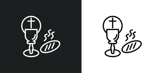 communion line icon in white and black colors. communion flat vector icon from communion collection for web, mobile apps and ui.