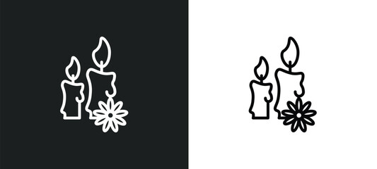 candles line icon in white and black colors. candles flat vector icon from candles collection for web, mobile apps and ui.