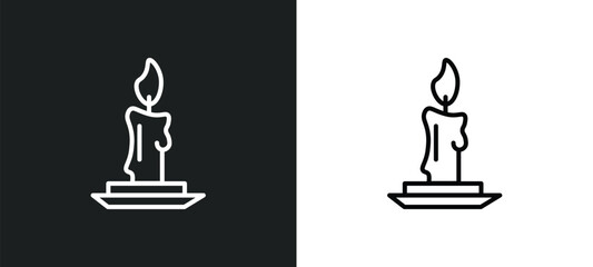 candle line icon in white and black colors. candle flat vector icon from candle collection for web, mobile apps and ui.