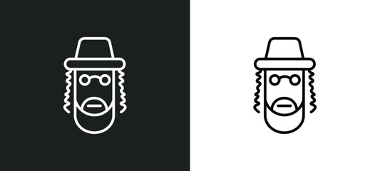 rabbi line icon in white and black colors. rabbi flat vector icon from rabbi collection for web, mobile apps and ui.