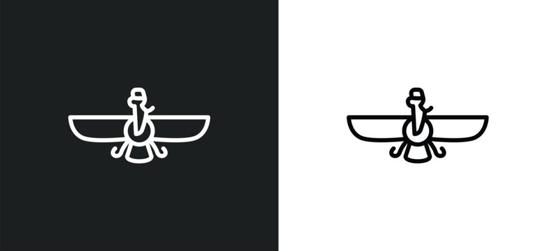 faravahar line icon in white and black colors. faravahar flat vector icon from faravahar collection for web, mobile apps and ui.