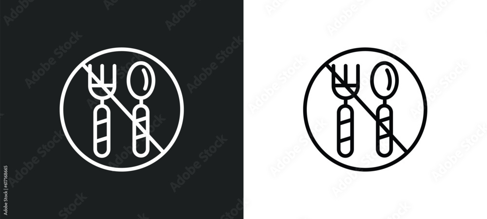 Poster fasting line icon in white and black colors. fasting flat vector icon from fasting collection for we