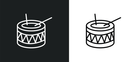 eyd drum line icon in white and black colors. eyd drum flat vector icon from eyd drum collection for web, mobile apps and ui.