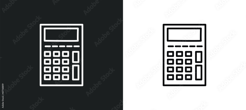 Poster calculate line icon in white and black colors. calculate flat vector icon from calculate collection 
