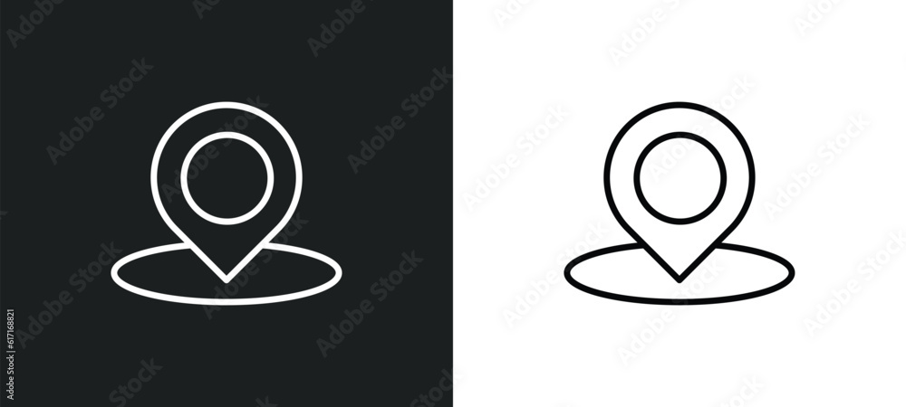 Poster map location line icon in white and black colors. map location flat vector icon from map location co