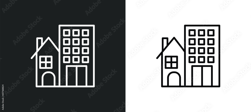 Poster real state line icon in white and black colors. real state flat vector icon from real state collecti