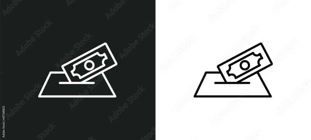 Poster deposit line icon in white and black colors. deposit flat vector icon from deposit collection for we