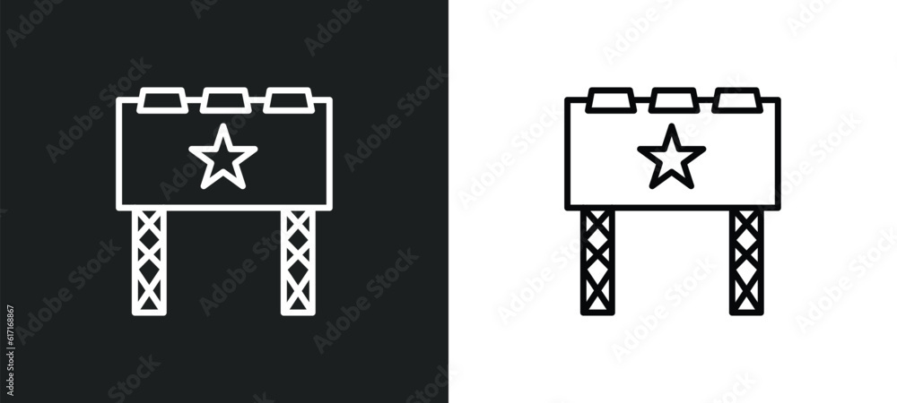 Poster billboard line icon in white and black colors. billboard flat vector icon from billboard collection 