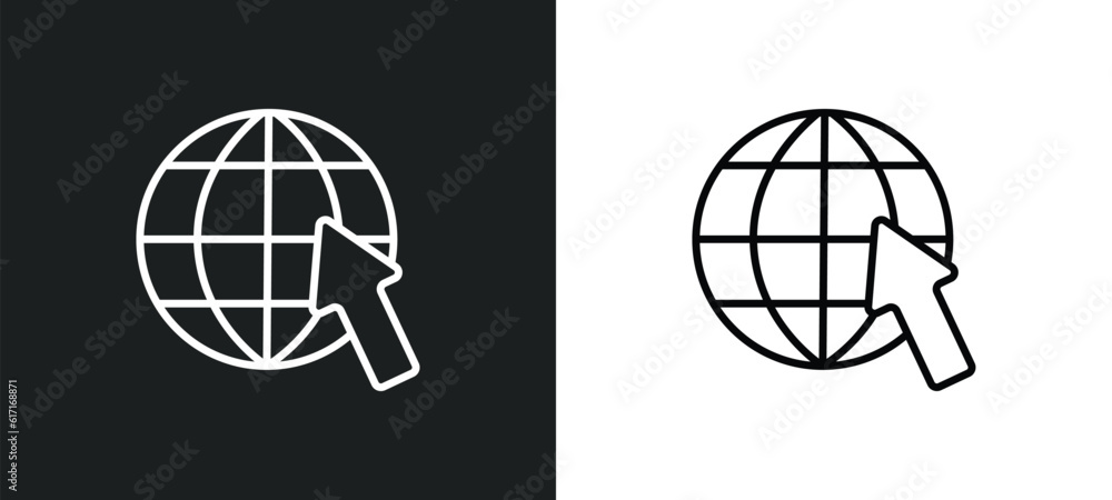 Poster website line icon in white and black colors. website flat vector icon from website collection for we