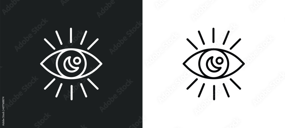Poster visibility line icon in white and black colors. visibility flat vector icon from visibility collecti
