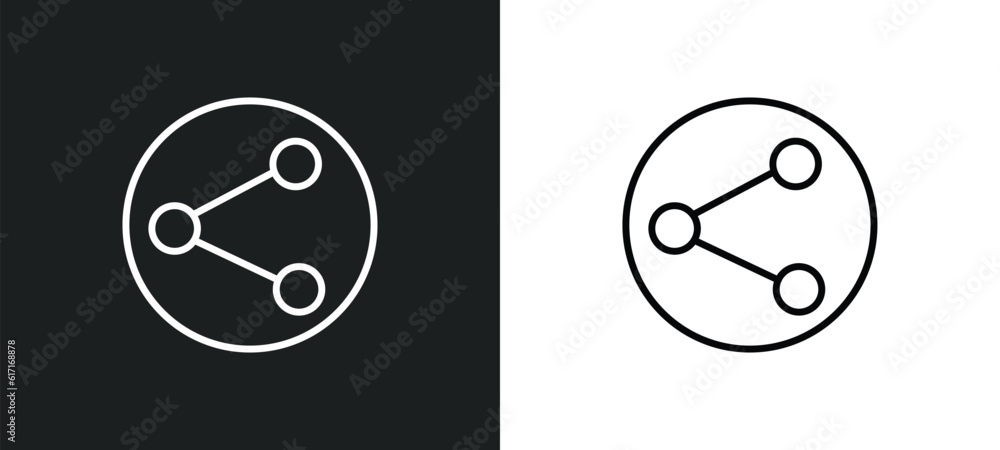 Poster sharing line icon in white and black colors. sharing flat vector icon from sharing collection for we