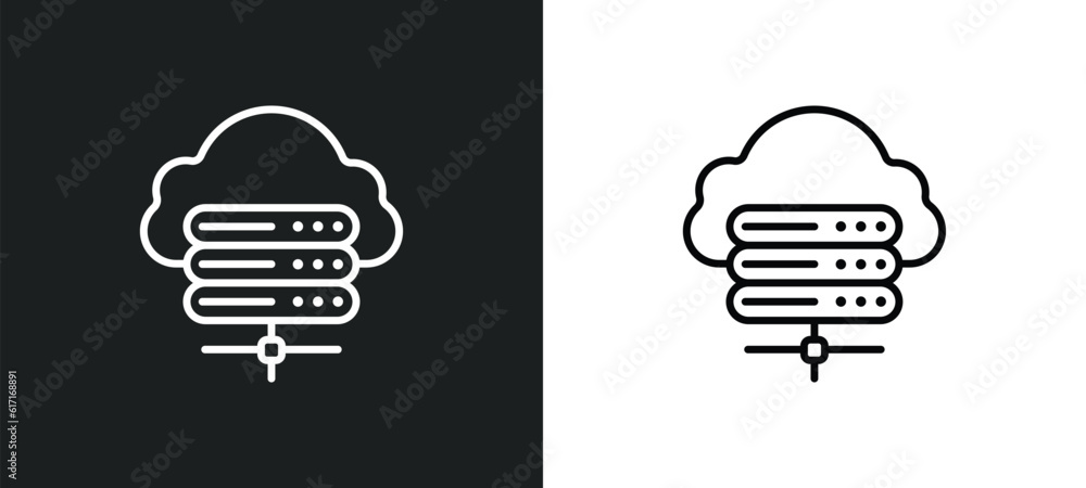Poster hosting line icon in white and black colors. hosting flat vector icon from hosting collection for we