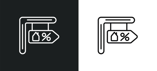 for sale line icon in white and black colors. for sale flat vector icon from for sale collection web, mobile apps and ui.