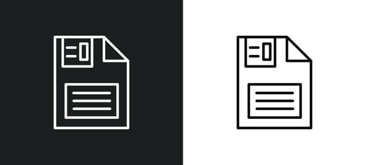 floppy disk line icon in white and black colors. floppy disk flat vector icon from floppy disk collection for web, mobile apps and ui.