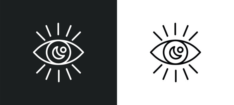 visibility line icon in white and black colors. visibility flat vector icon from visibility collection for web, mobile apps and ui.