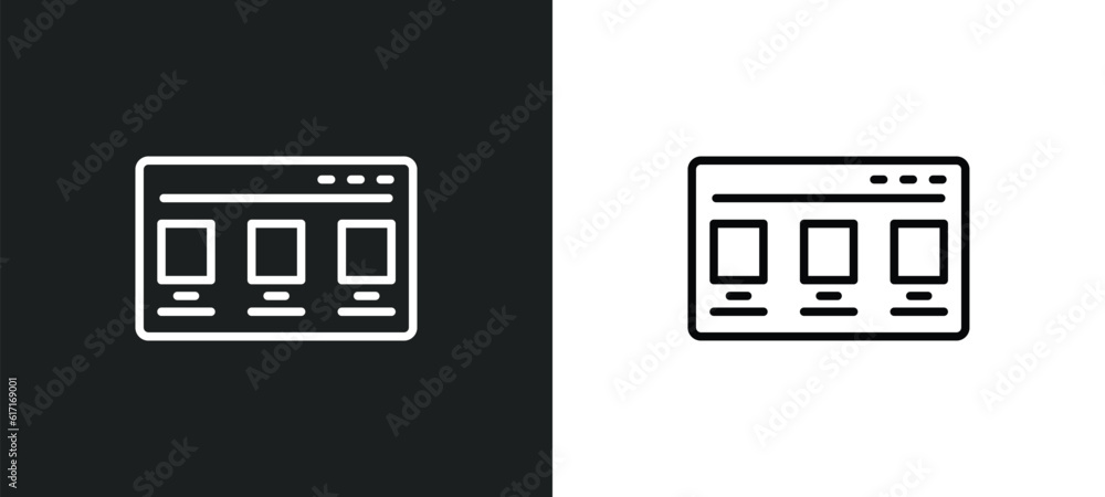 Poster theme line icon in white and black colors. theme flat vector icon from theme collection for web, mob