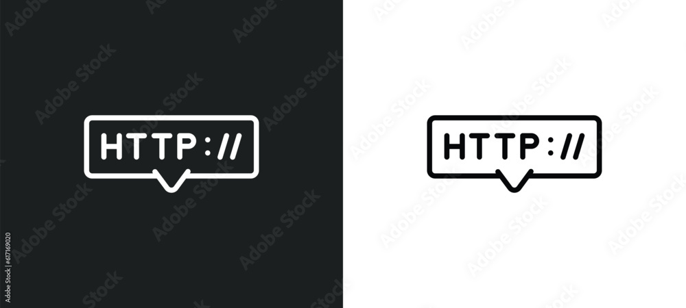 Poster http line icon in white and black colors. http flat vector icon from http collection for web, mobile