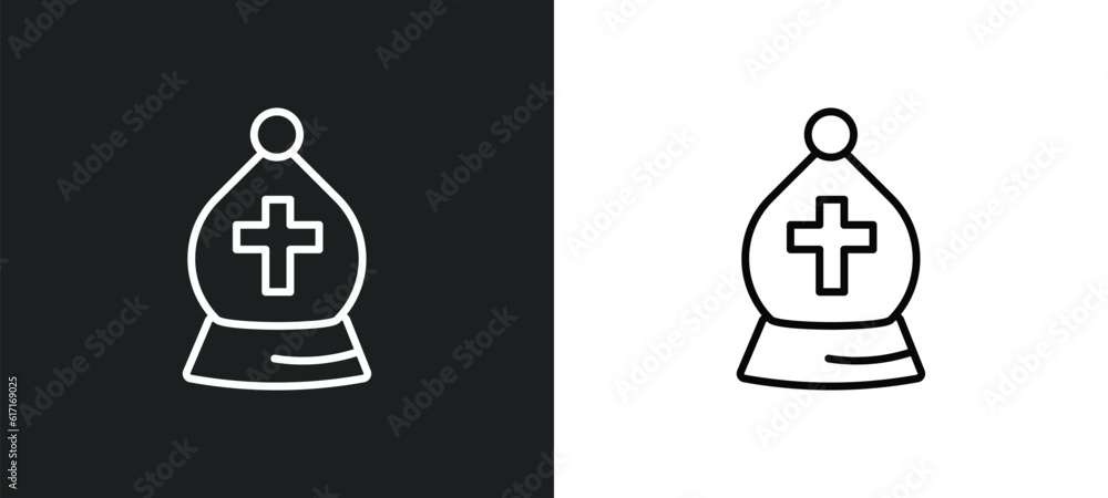 Aufkleber bishop line icon in white and black colors. bishop flat vector icon from bishop collection for web, 