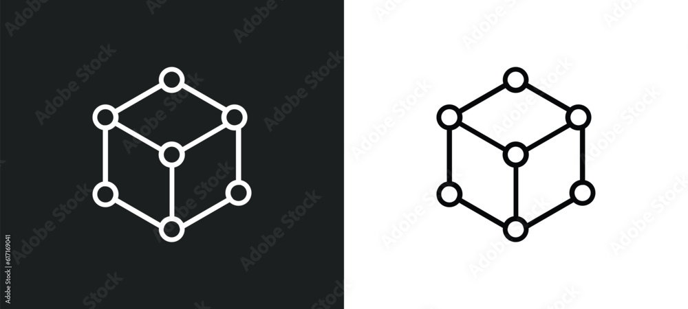Poster model line icon in white and black colors. model flat vector icon from model collection for web, mob