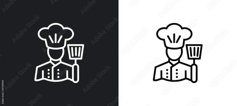 Poster cooker line icon in white and black colors. cooker flat vector icon from cooker collection for web, 