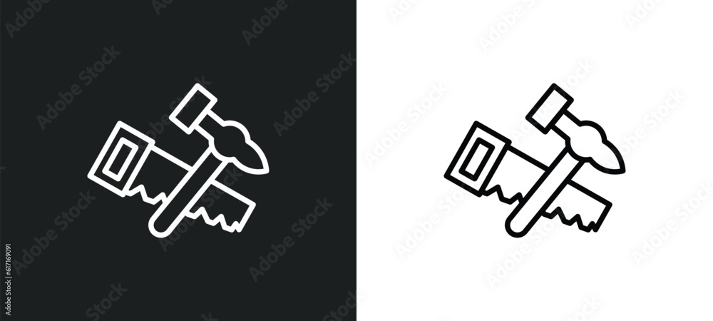 Aufkleber carpenter line icon in white and black colors. carpenter flat vector icon from carpenter collection 